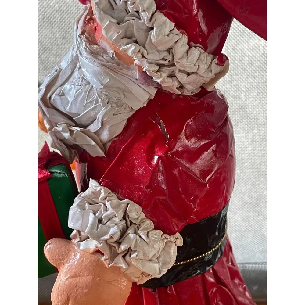 Vintage Papier Mache Santa Claus Figurine Christmas Decor Handmade 10